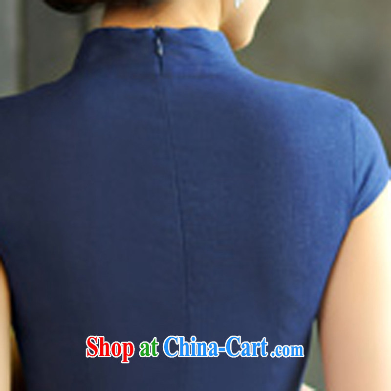 NSF summer 2015 new female dresses summer solid color simplicity of Korea arts-cultivating improved Chinese Dress dark blue XXL, NSF, online shopping