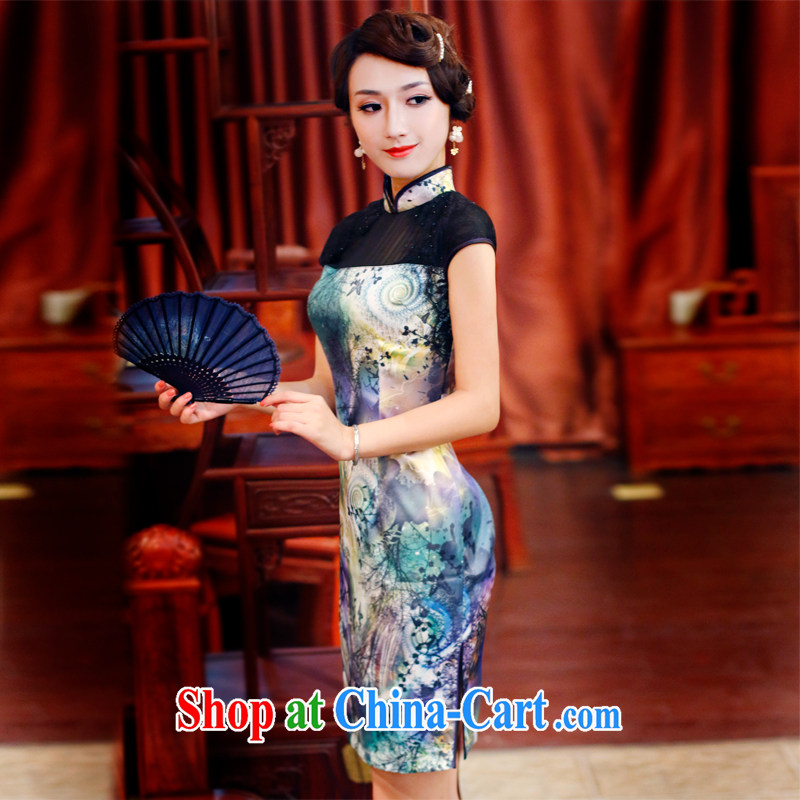 Ruyi style in a new, 2015 cheongsam dress stylish stamp daily retro high-end cheongsam dress 4339 new 4339 purple XXL sporting, wind, shopping on the Internet