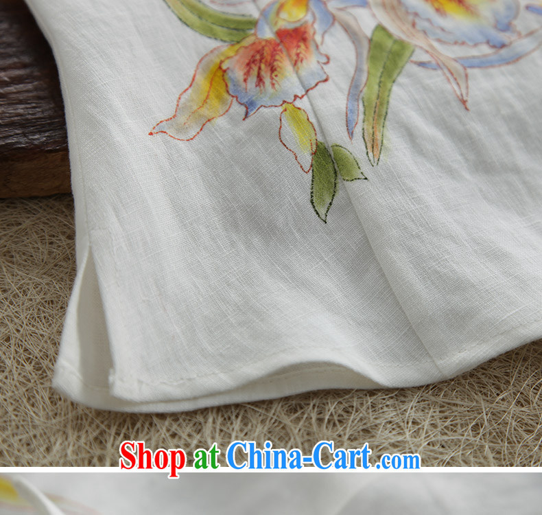 Ink original Ethnic Wind cotton Ma Literary Chinese hand-painted antique Chinese Han-solid long-sleeved T-shirt ladies white XXL pictures, price, brand platters! Elections are good character, the national distribution, so why buy now enjoy more preferential! Health