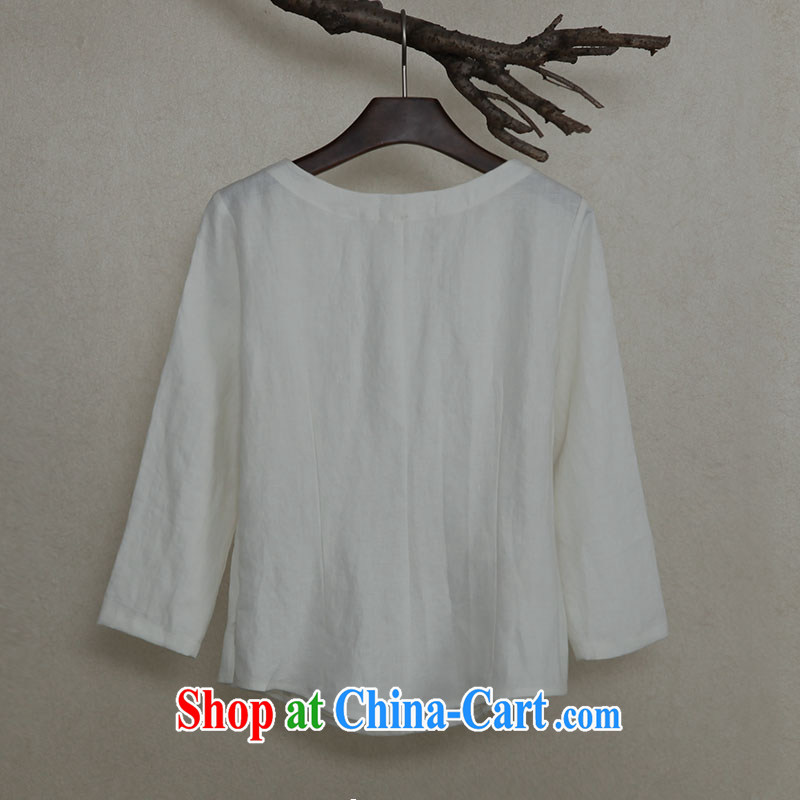 Ink original Ethnic Wind cotton the literary and artistic Chinese hand-painted antique Chinese Han-solid long-sleeved T-shirt ladies white XXL, ink, and shopping on the Internet