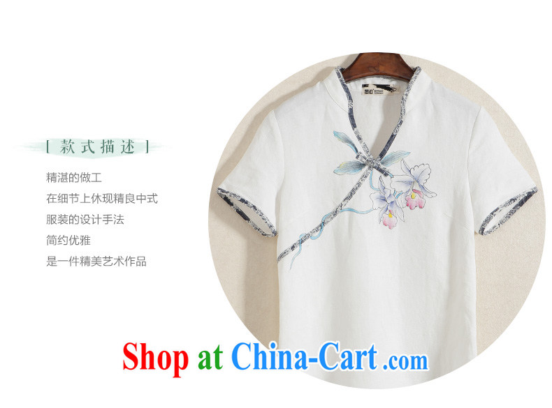 Ink summer new~ Orchid Chinese T-shirt ladies, served linen short-sleeve shirt T ethnic wind jacket white XXL pictures, price, brand platters! Elections are good character, the national distribution, so why buy now enjoy more preferential! Health