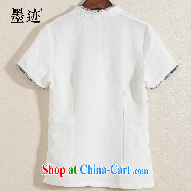 Ink summer new~ Orchid Chinese T-shirt ladies, served linen short-sleeve shirt T ethnic wind T-shirt white XXL, ink, and shopping on the Internet