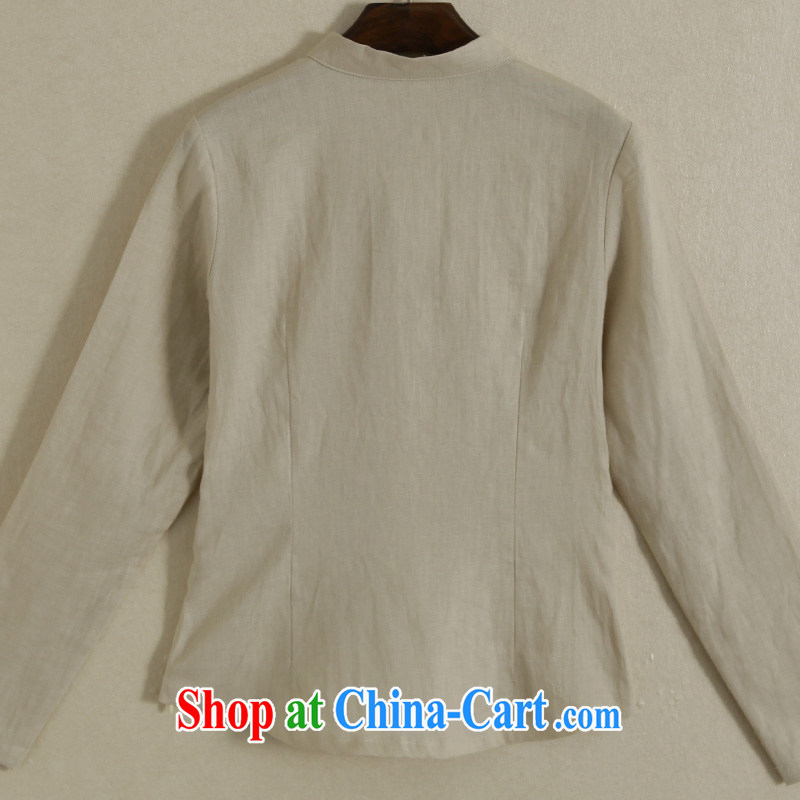 Spring marks the new hand-painted cotton Ma long-sleeved daily Han-chinese improved Tang on flax national T-shirt girl card its color XXL, ink, and shopping on the Internet