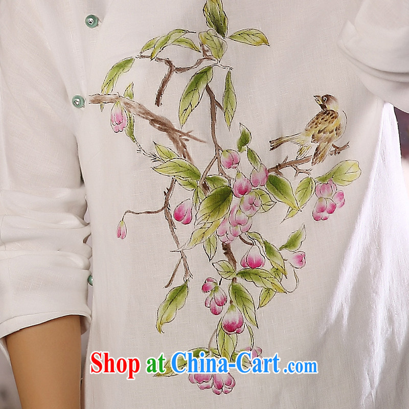 Ink 2014 autumn and winter, hand-painted cotton the Chinese female Chinese Han-T-shirt ethnic wind retro jacket white XXL, ink, and shopping on the Internet