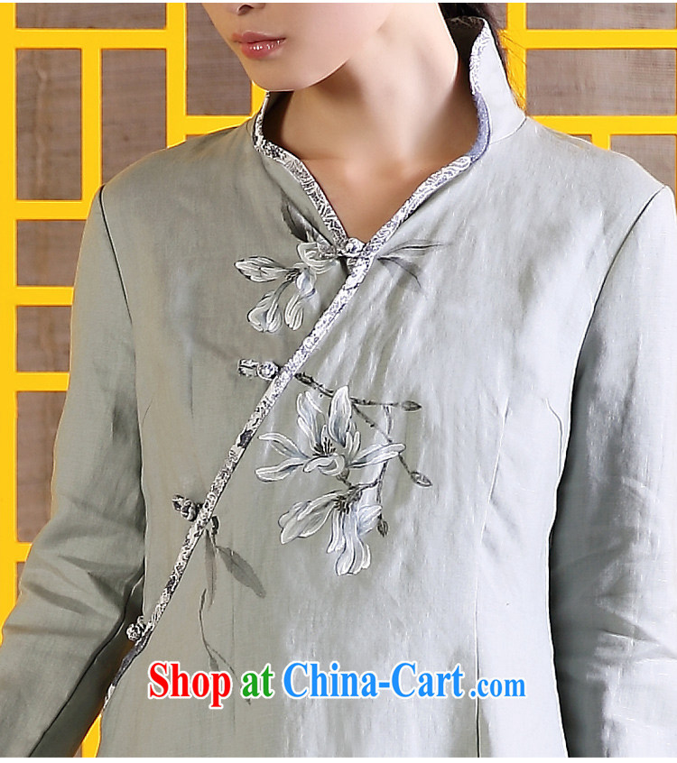 Ink cotton the autumn women retreat linen clothes Chinese ethnic wind improved Han-retro hand-painted art women dress light gray XXL pictures, price, brand platters! Elections are good character, the national distribution, so why buy now enjoy more preferential! Health