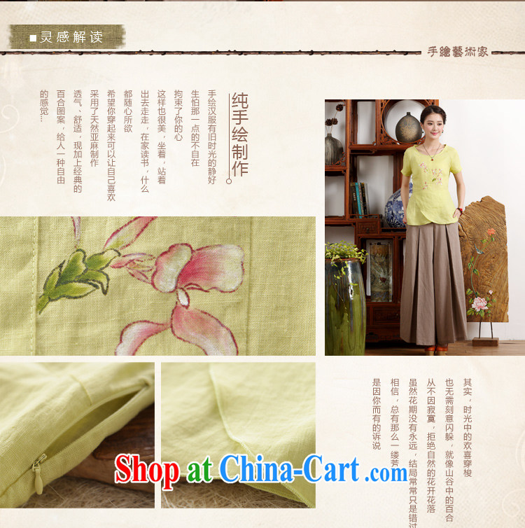 2015 marks new summer hand-painted improved Chinese girl flouncing linen (meticulous orchids -- yellow XXL pictures, price, brand platters! Elections are good character, the national distribution, so why buy now enjoy more preferential! Health
