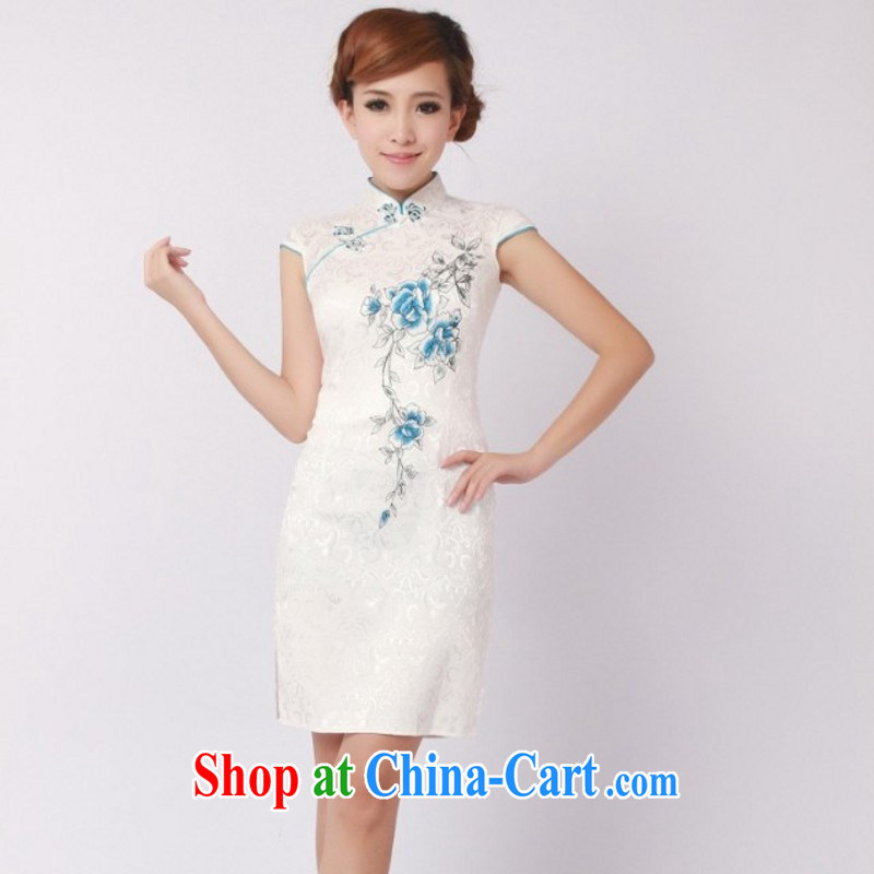2015 new water the blue and white porcelain everyday dresses skirts beauty graphics thin ultra-thin dresses show photo dress 1XXL need to be done is not supported, return love so Pang, shopping on the Internet