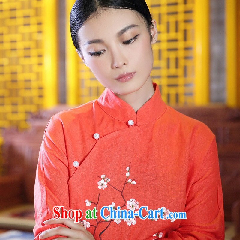 Ink winter new hand-painted cotton the Chinese female Chinese Han-T-shirt ethnic wind retro jacket red XXL, ink, and shopping on the Internet