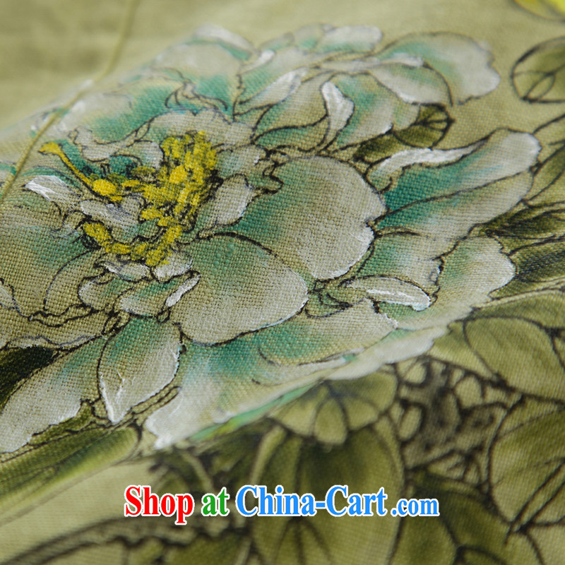 Ink meticulous cuckoo original design arts and cultural, ethnic wind cotton the Girls fall on China wind Chinese large, female Green XXL, ink, and shopping on the Internet