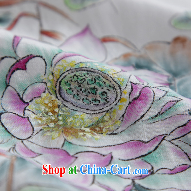 Spring and Autumn marks new products hand-painted cotton the Chinese female Chinese Han-T-shirt ethnic wind retro jacket white XXL, ink, and shopping on the Internet