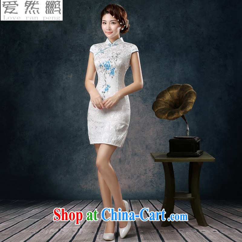 Summer new short cheongsam beauty retro style improved stylish girl hand painted Orchid cheongsam dress wholesale dresses B XXL need to do does not support returning love, so Pang, and shopping on the Internet