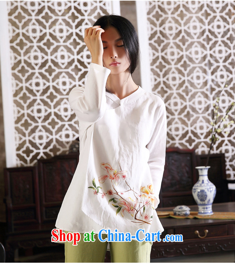 Magnolia Choo, ink Chinese cotton the autumn women Chinese T-shirt Han-mounted female Liberal National wind linen female white XXL pictures, price, brand platters! Elections are good character, the national distribution, so why buy now enjoy more preferential! Health
