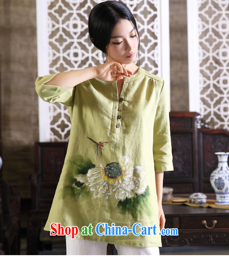 Autumn marks the new hand-painted original cotton Ma Tang women-han-T-shirt ethnic wind in beauty T-shirt light green XXL pictures, price, brand platters! Elections are good character, the national distribution, so why buy now enjoy more preferential! Health