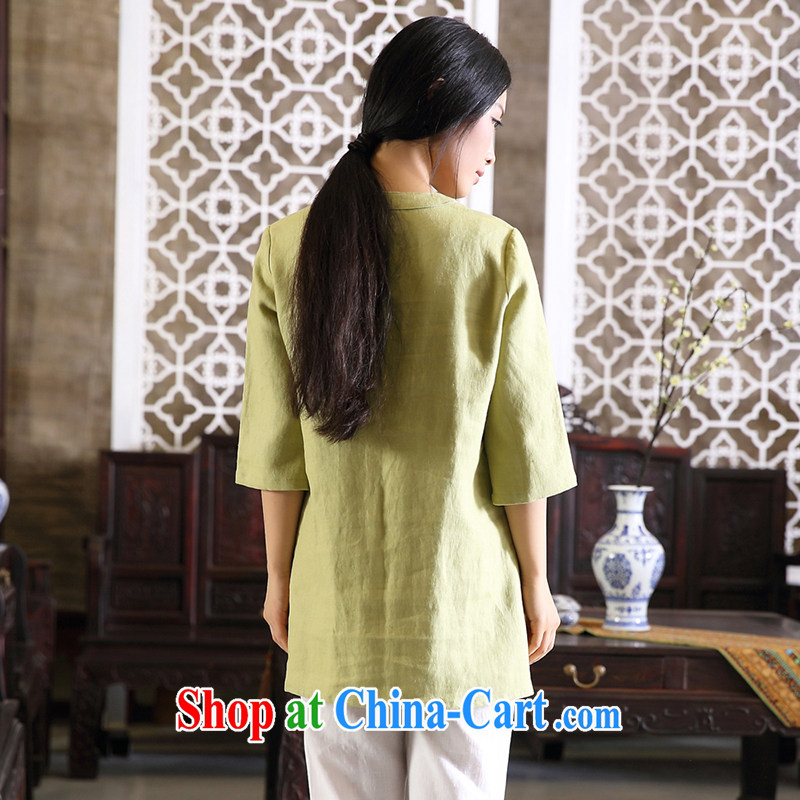 Autumn marks the new hand-painted original cotton Ma Tang women-han-T-shirt ethnic wind in beauty T-shirt light green XXL, ink, and shopping on the Internet
