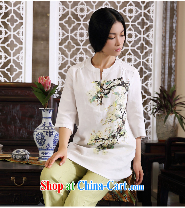Ink Ewha rain fall basket with the female linen Chinese Han-Chinese girl T-shirt hand-painted art Ethnic Wind white XXL pictures, price, brand platters! Elections are good character, the national distribution, so why buy now enjoy more preferential! Health