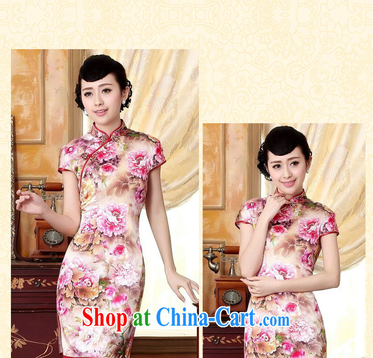 Take the new summer dresses the color day pure incense, the flower painting stretch of sandy silk dinner short cheongsam Wan-Kennedy Peony 2 XL pictures, price, brand platters! Elections are good character, the national distribution, so why buy now enjoy more preferential! Health