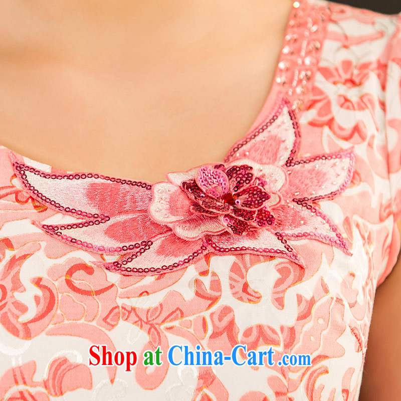 Sir David WILSON, cheongsam dress 2015 new spring and summer with stylish and improved cultivation video thin floral short girls retro dress Chinese Dress pink flower XXXL, no point in time, and shopping on the Internet
