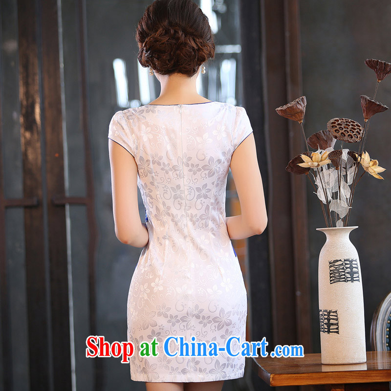 Sir David WILSON, cheongsam dress 2015 new summer beauty and stylish graphics thin short antique Chinese daily improved female Ki robe embroidered waist-line white XXXL, Sir David WILSON, and, on-line shopping