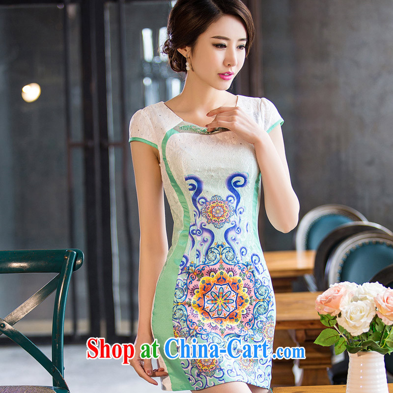 David WILSON, robes, dresses 2015 summer new Chinese Ethnic Wind cultivating improved short robes, personalized stamp light green XXXL, Sir David WILSON, and, on-line shopping