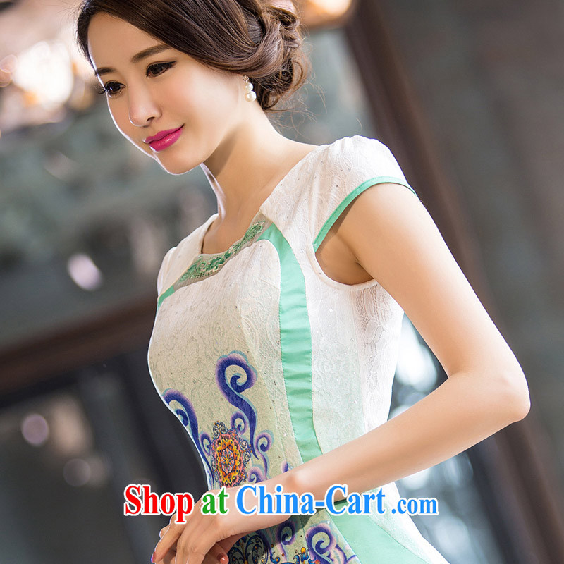 David WILSON, robes, dresses 2015 summer new Chinese Ethnic Wind cultivating improved short robes, personalized stamp light green XXXL, Sir David WILSON, and, on-line shopping