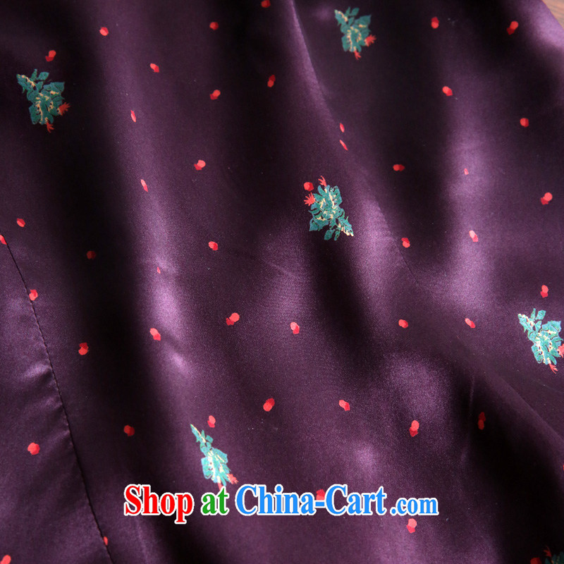 Pre-sale 2015 summer, Old Shanghai, for antique Chinese style qipao single female summer 22 meters of silk stamp of the wrinkled cheongsam dress J 50,604 purple book 20 days L, Donald Rumsfeld, Tang, and shopping on the Internet