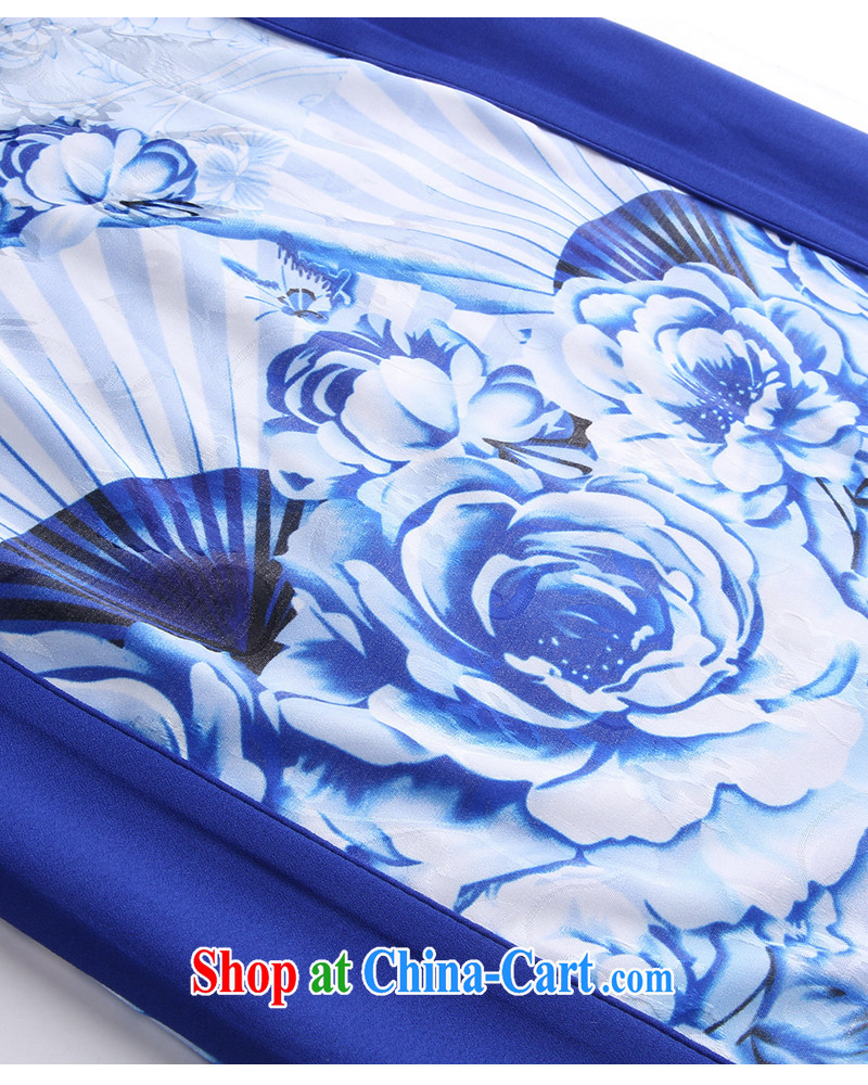 XUAN FENG 2015 summer new Korean version cultivating short-sleeved style collar Peony stamp duty, the stylish female improved cheongsam dress blue XXXL pictures, price, brand platters! Elections are good character, the national distribution, so why buy now enjoy more preferential! Health