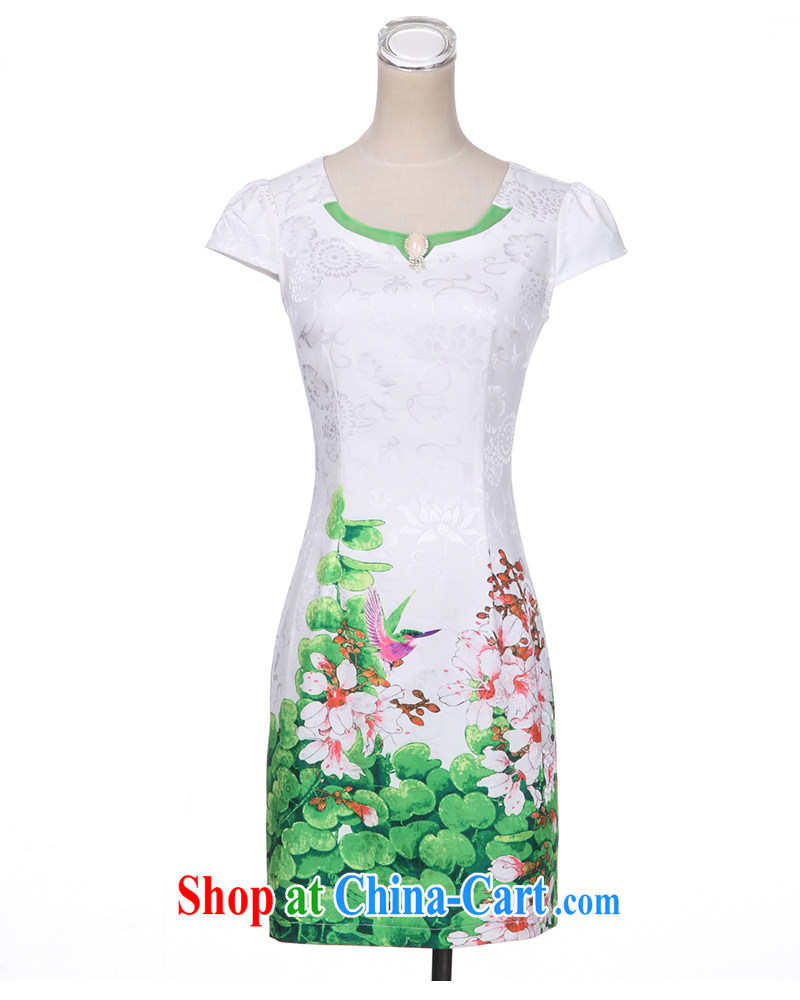 Sung Yang 2015 summer new Korean Beauty short-sleeved round-collar pin Pearl stylish decorated female improved cheongsam dress green XXXL pictures, price, brand platters! Elections are good character, the national distribution, so why buy now enjoy more preferential! Health