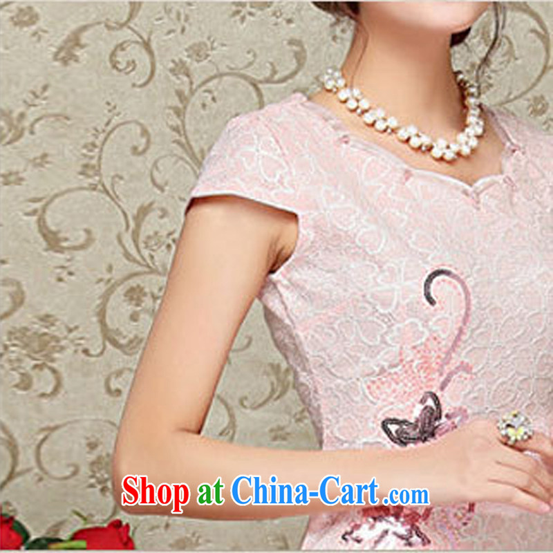 Yet the 2015 women dresses spring and summer with improved stylish short retro lace cheongsam dress everyday dress cheongsam dress further skirt m yellow XXL, M 2 monline, shopping on the Internet