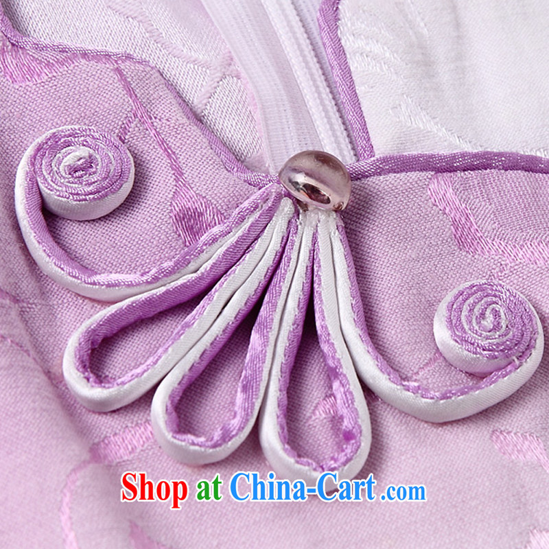 Yu Cisco's summer 2015 new stylish beauty short retro embroidery cheongsam-dress skirt light purple XXL, Yu Cisco, and, on-line shopping