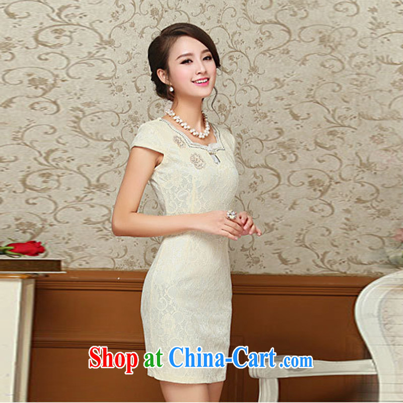 Nest, summer 2015 new women who decorated graphics thin short-sleeved package and lace cheongsam further dresses pink XXL, nests, and shopping on the Internet