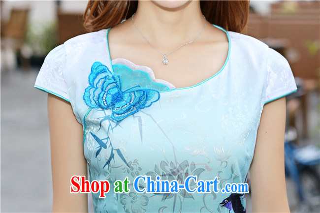 Diane Yi Library 2015 new dresses stylish Lotus the gradient improved fashion cheongsam dress stylish beauty color blue XXL pictures, price, brand platters! Elections are good character, the national distribution, so why buy now enjoy more preferential! Health