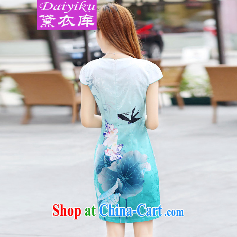 Diane Yi Library 2015 new dresses and stylish Lotus the gradient improved fashion cheongsam dress stylish and slim body color blue XXL, Diane Yi Library (DAIYIKU), online shopping