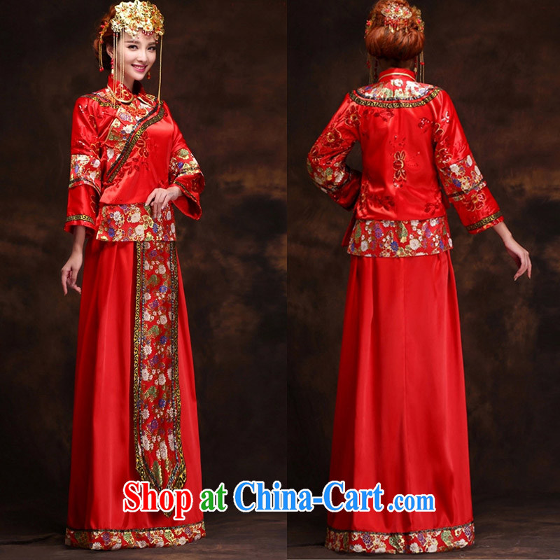 married love show reel summer clothing, bridal dresses costumes bride married Yi Chinese wedding long bridal toast clothing wedding dress red S, married love, shopping on the Internet