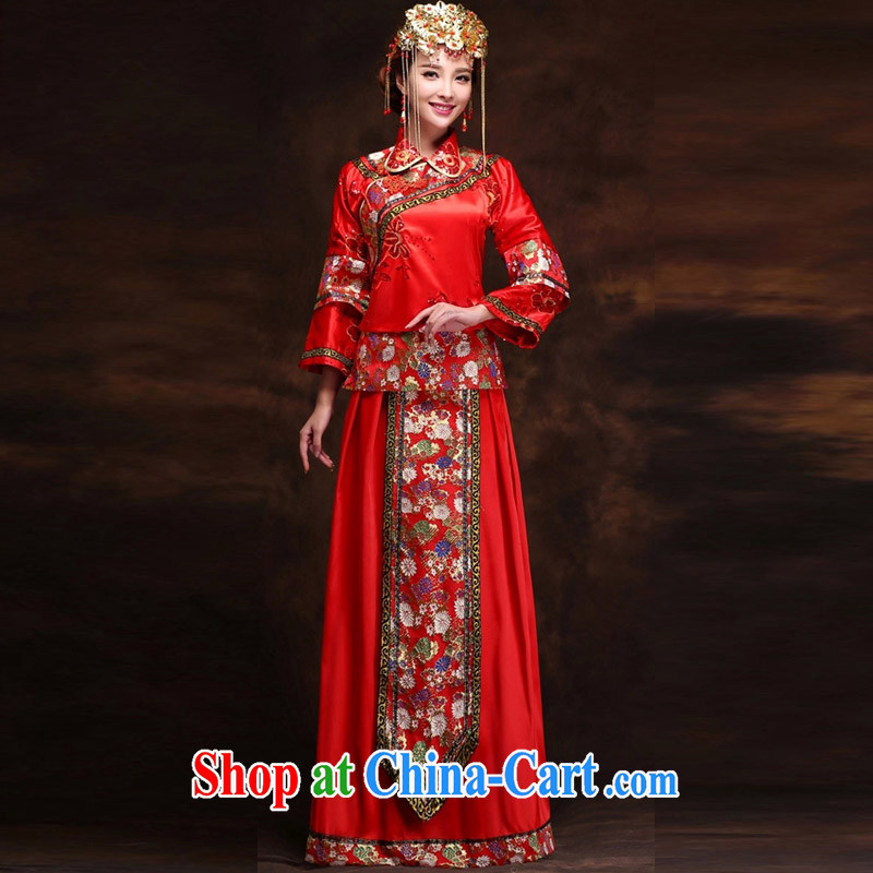 married love show reel summer clothing, bridal dresses costumes bride married Yi Chinese wedding long bridal toast clothing wedding dress red S, married love, shopping on the Internet