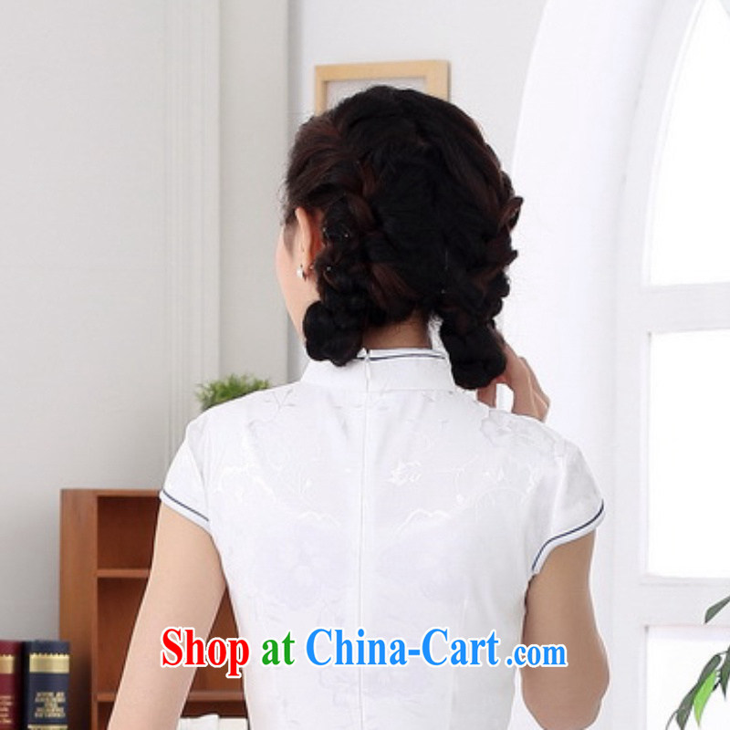 According to fuser summer stylish new clothes, for a tight retro-detained in beauty, short-sleeve Chinese cheongsam dress LGD/C #0011 white 2XL, according to fuser, online shopping