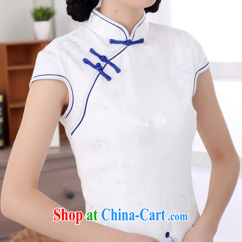 According to fuser summer stylish new clothes, for a tight retro-detained in beauty, short-sleeve Chinese cheongsam dress LGD/C #0011 white 2XL, according to fuser, online shopping