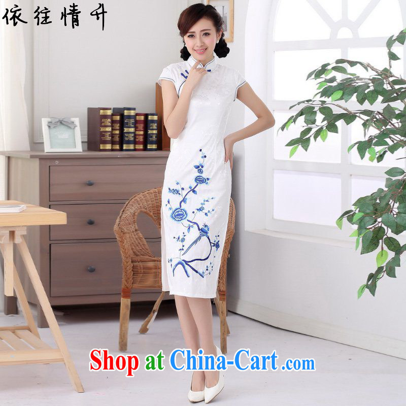 In accordance with the conditions in summer and stylish new ladies retro Ethnic Wind up for a tight cultivating short-sleeved Chinese cheongsam dress LGD_C _0011 white 2XL