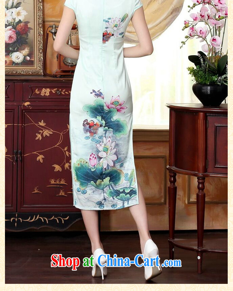 Dan smoke female new summer Chinese improved blue water droplets I should be grateful if you would have short-sleeved in cultivating long double cheongsam dress Cheong Wa Dae Yeon 2XL pictures, price, brand platters! Elections are good character, the national distribution, so why buy now enjoy more preferential! Health