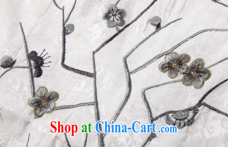 Diane Yi Library 2015 spring and summer new short-sleeved V collar embroidered Phillips nails Pearl crowsfoot skirt with embroidery short cheongsam white XL pictures, price, brand platters! Elections are good character, the national distribution, so why buy now enjoy more preferential! Health