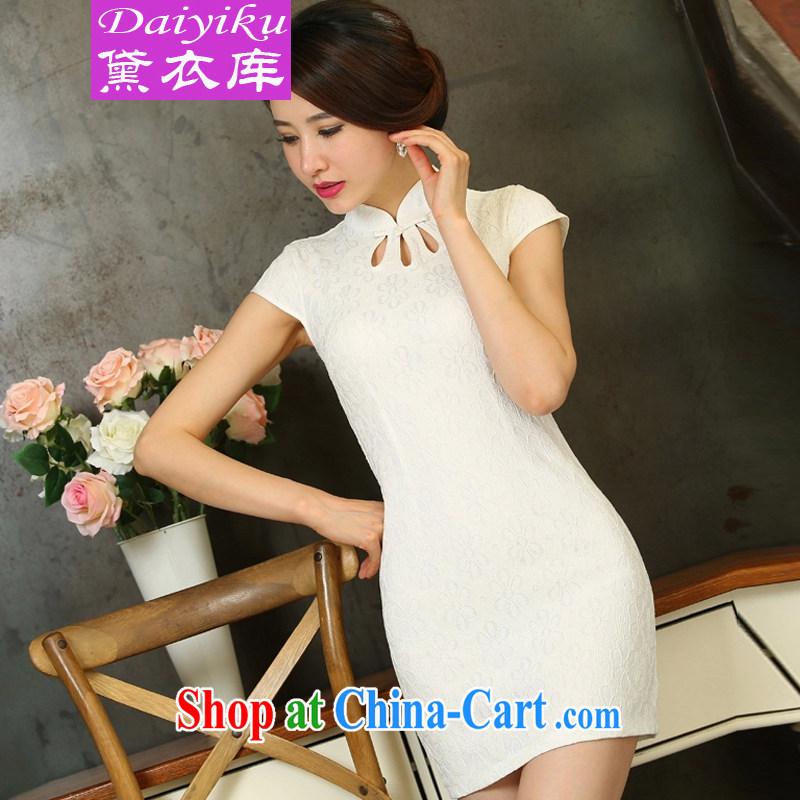 Diane Yi Library 2015 spring and summer new lace cheongsam dress daily short video thin beauty dresses apricot S, Diane Yi Library (DAIYIKU), online shopping