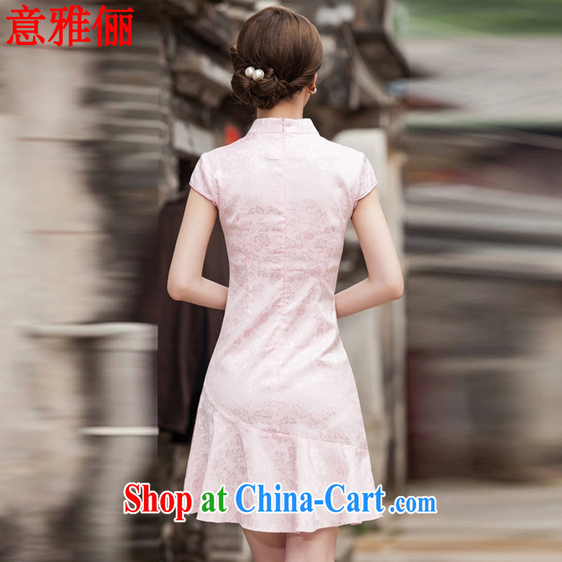 Jacob was an 2015 spring and summer new short-sleeved V collar embroidered Phillips-head nails Pearl crowsfoot skirt with embroidery short cheongsam L 743 red XXL, James Foster, and shopping on the Internet