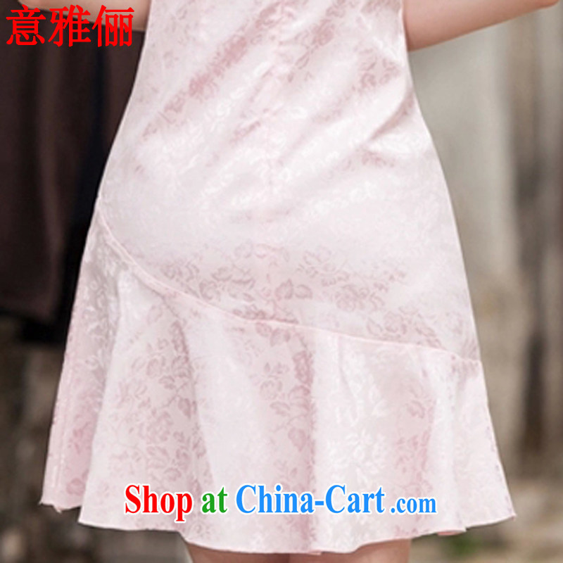 Jacob was an 2015 spring and summer new short-sleeved V collar embroidered Phillips-head nails Pearl crowsfoot skirt with embroidery short cheongsam L 743 red XXL, James Foster, and shopping on the Internet
