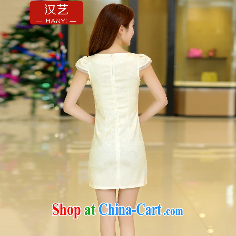 Han-yi 2015 daily dresses dresses new spring and summer are decorated with graphics thin improved cheongsam short dresses, Retro, the code female white XL, the performing arts, and the online shopping