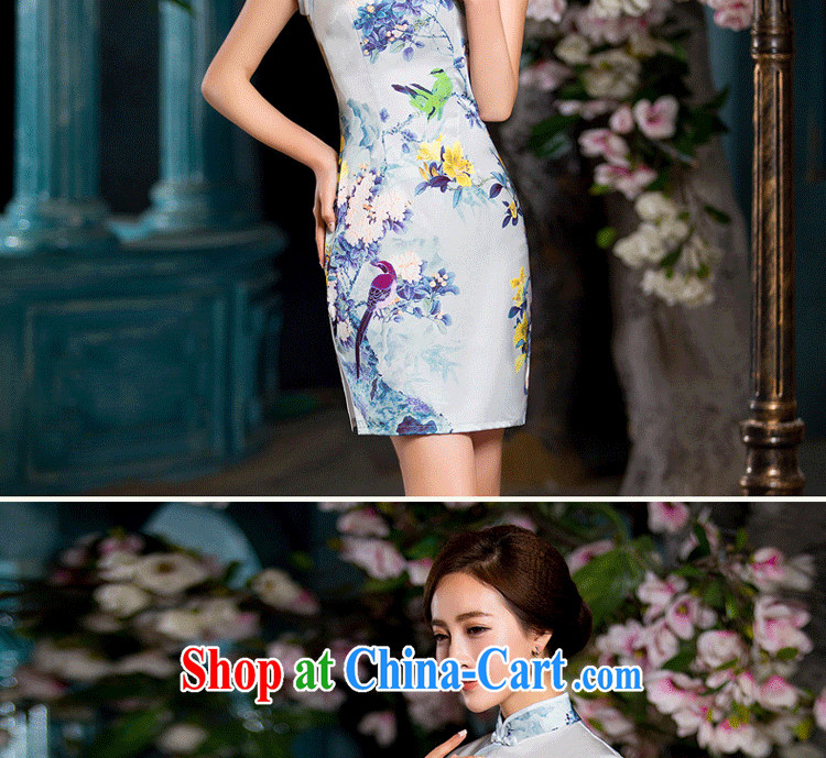 A Chinese qipao day 2015 New Silk Cheongsam retro improved dresses blue XXL pictures, price, brand platters! Elections are good character, the national distribution, so why buy now enjoy more preferential! Health