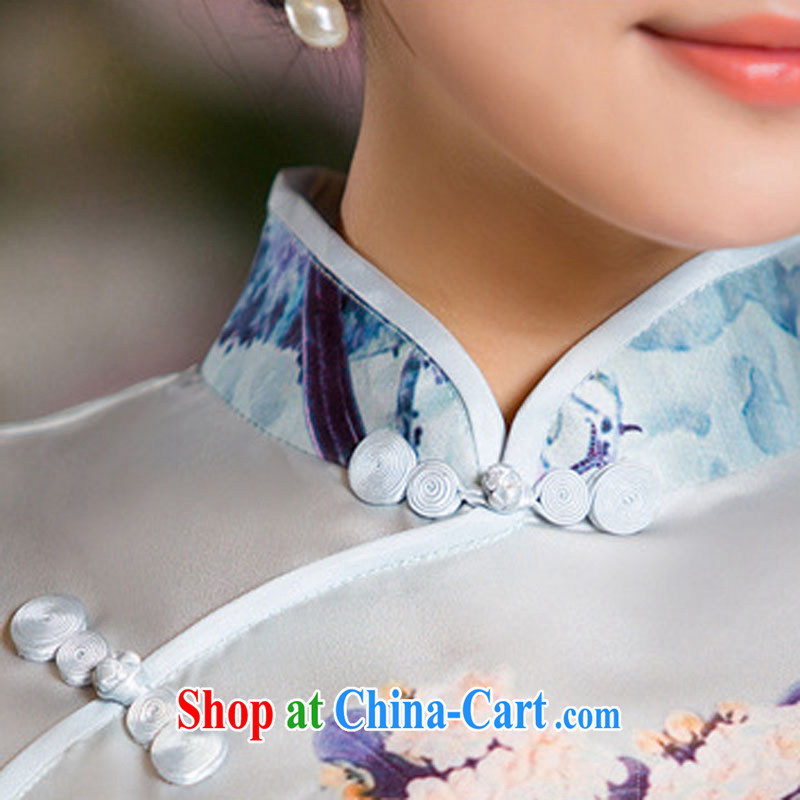 A Chinese qipao day 2015 New Silk Cheongsam retro improved dresses blue XXL, Imperial Palace (yuumuu), and, on-line shopping