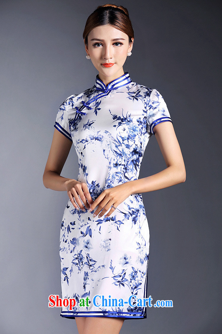 Summer 2015 new girls improved sexy graphics thin daily blue and white porcelain stamp double-wrinkled short-sleeved short cheongsam dress XL pictures, price, brand platters! Elections are good character, the national distribution, so why buy now enjoy more preferential! Health