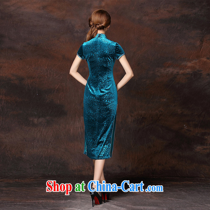 Dresses 2015 New Beauty video thin sexy banquet toast sporting service ends short-sleeved improved long robes, skirts, navy blue 4 XL, rare elements, and shopping on the Internet