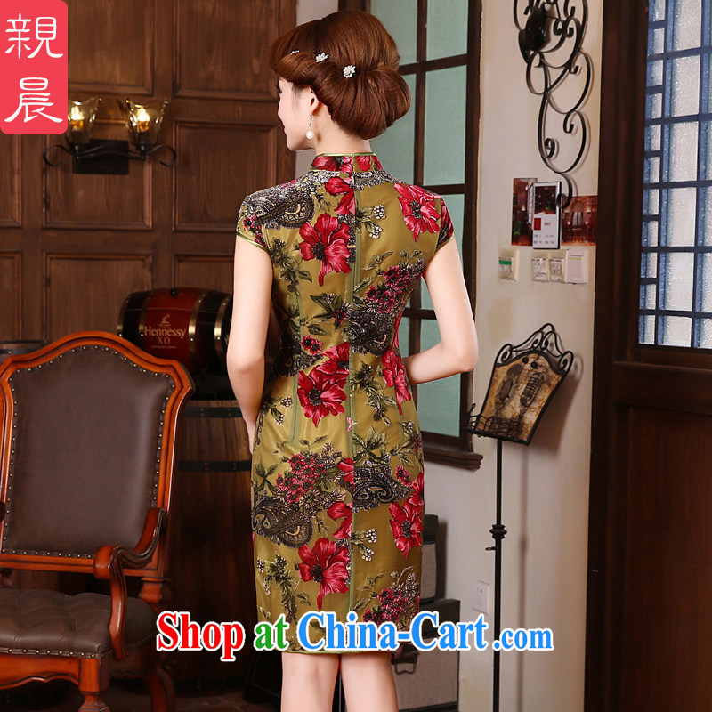 pro-am 2015 new high quality spring and summer wedding wedding retro, old mother with cheongsam dress velvet dress green 2 XL, pro-am, shopping on the Internet