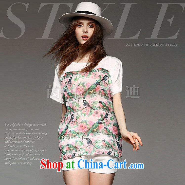 hamilton summer new, modern Europe and romantic flower stamp stitching loose version high-end, the T-shirt pink L pictures, price, brand platters! Elections are good character, the national distribution, so why buy now enjoy more preferential! Health
