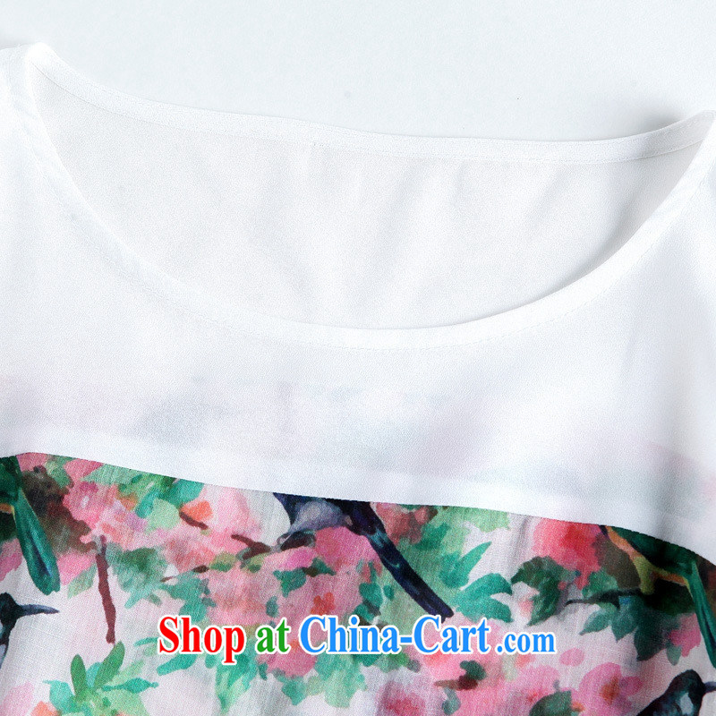 hamilton summer new, modern Europe and romantic flower stamp duty stitching loose version high-end, the T-shirt pink L, blue rain bow, and, on-line shopping